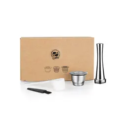 Stainless Steel Reusable Coffee Capsule with Enhanced Espresso Filter System (1pcs T)