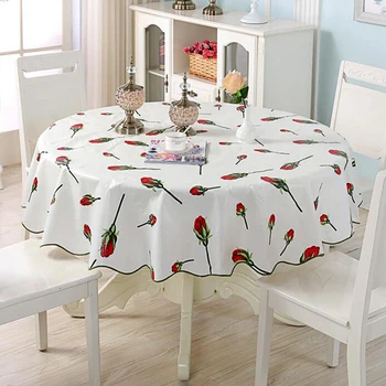

Round Tablecloth PVC Waterproof Tablecloth Pastoral Floral Printed Table Cloth Oilproof Home Table Cloth Dining Table Cover