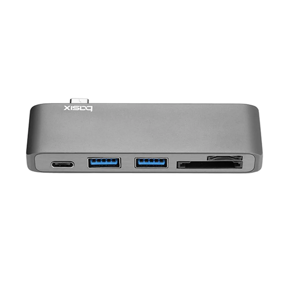 USB C концентратор 5-в-1 Алюминий C-адаптер с 2 портами(стандарт 3,0 Порты и SD кард-ридер адаптер для ПК телефонов - Цвет: As shown