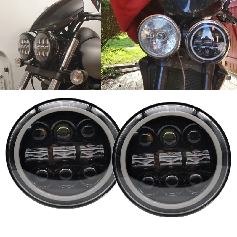 Chrome 5.75 Inch Phare Moto LED Headlamp for Harley 5 3/4'' Motorcycle  Headlight for Sportster Dyna 883XL FXCW Triumph VRSCD - AliExpress