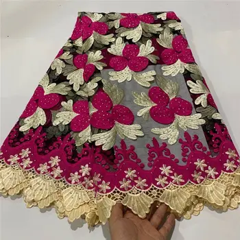 

2020 Latest African Lace Fabric Embroiderey French Cord Lace Fabric High Quality Nigeria Net Tulle Lace Fabric For Wedding dress