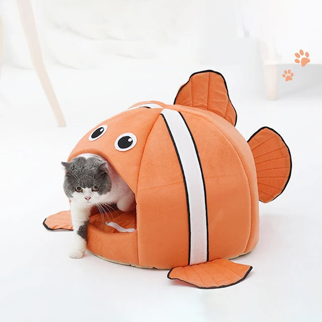 Cats Sleeping Bed  Pet Products Cave Hammock For Basket Nest Small Dogs Accessories Townhouses Lovely Fish Kitten Winter Tent 4