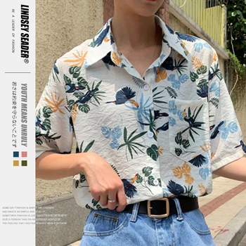 

Women Mens Shirts Men Black Print Shirts Harajuku Casual Full Sleeve Hip Hop Loose Style Casual Baggy High Street Streetwear
