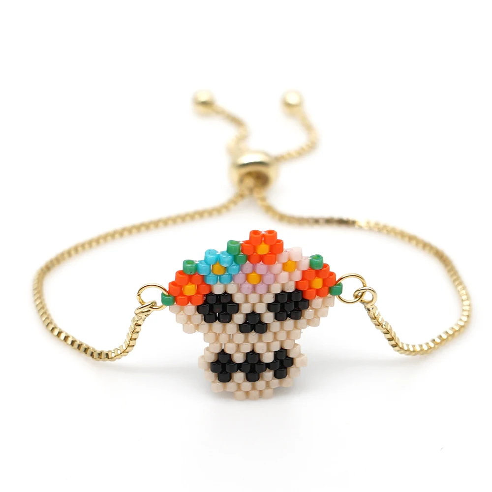 Go2boho мексиканский женский череп браслет череп панк Браслеты Mujer Moda femme красочные Miyuki бисер браслеты ювелирные изделия ручной работы