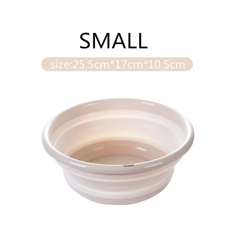small beige Портативное складное ведро складной умывальник напольное ведро для мойки автомобилей Кемпинг умывальник рыболовные складные раковины чистящие инструменты - Цвет: small beige