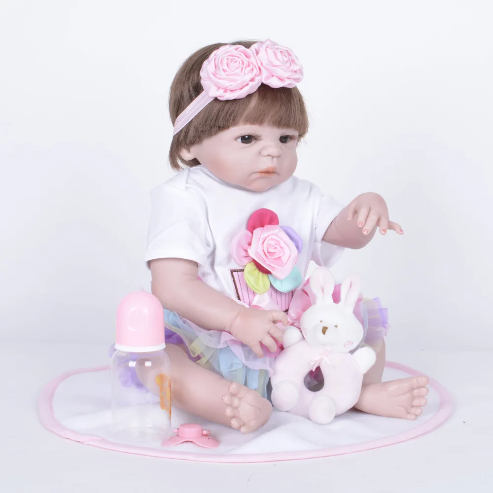 Полностью силиконовая виниловая Реалистичная кукла Reborn Девочка Младенцы Куклы 23 дюймов 58 см реалистичные принцесса детские игрушки подарок на день рождения