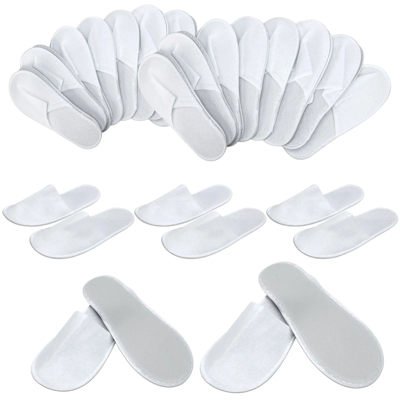 1 Pair Disposable Slippers Closed Toe Disposable Slippers Fit Size For Men And Women For Hotel, Spa Guest Used, (White)