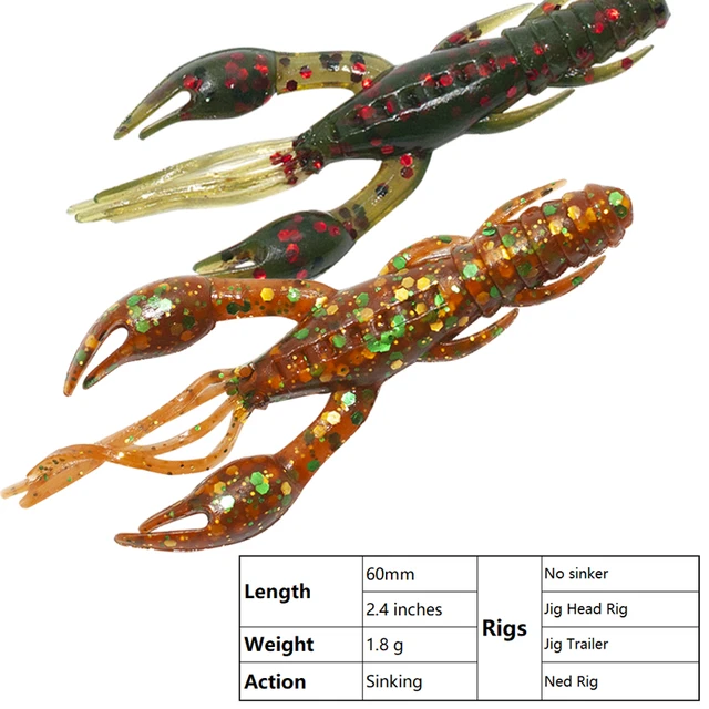 Crawfish Lures Craw Bait 6cm 1.8g Bass Crappie Fishing Jig Trailer