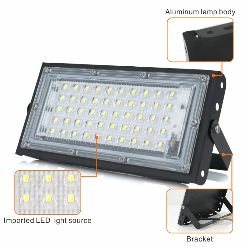 4pcs/lot 50W Led Flood Light AC 220V 230V 240V Outdoor Floodlight Spotlight IP65 Waterproof LED Street Lamp Landscape Lighting