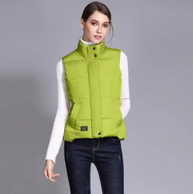 Winter Heated Women's Warm Vests Outdoor Short Down Vest for Women - Color: A