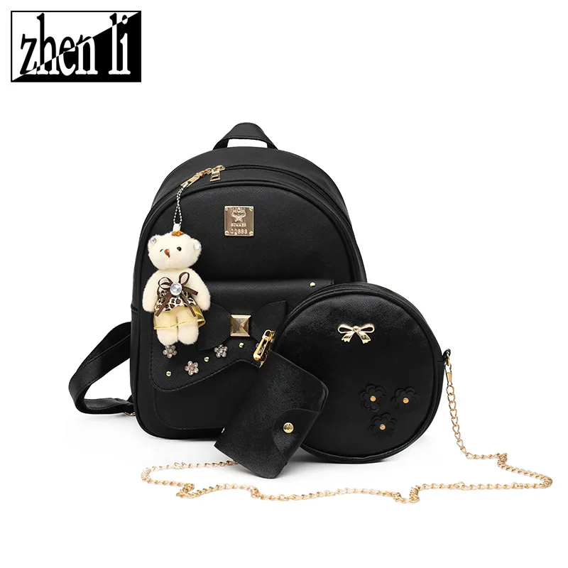 2019pu New Style Set Backpack WOMEN'S Bag Wish Supply of Goods Sweet Ladies' Backpack Car Suture Soft Surface Bag