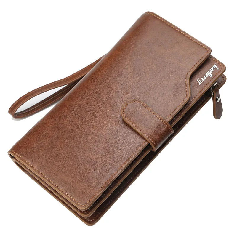 Retro Brown Long Men's Clutch bag Wallets Multifunction Business Card Holder Coin Purse Wrist strap Wallet for Male bags | Багаж и