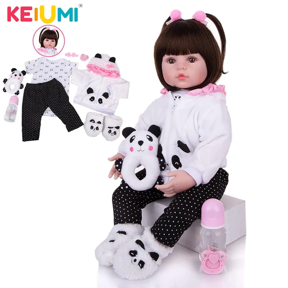 KEIUMI 24 дюйма панда Reborn Baby Doll новорожденный сестра милый ткани тела мягкие из