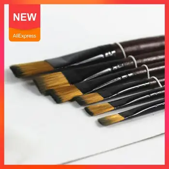

6pcs/Set Watercolor Gouache Painting Pen Nylon Hair Set short Art Handle Supplies paintbrush Materials Orange Wooden Drawin N7T9