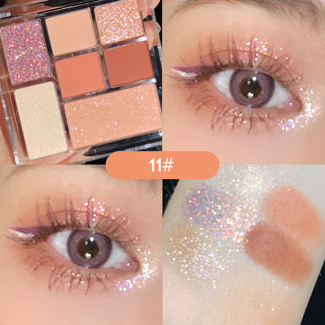 Pressed Matte 7 Glitter Eyeshadow Palette Waterproof Long-lasting Eyeshadow Pigment Diamond Shimmer Nude Shiny Makeup