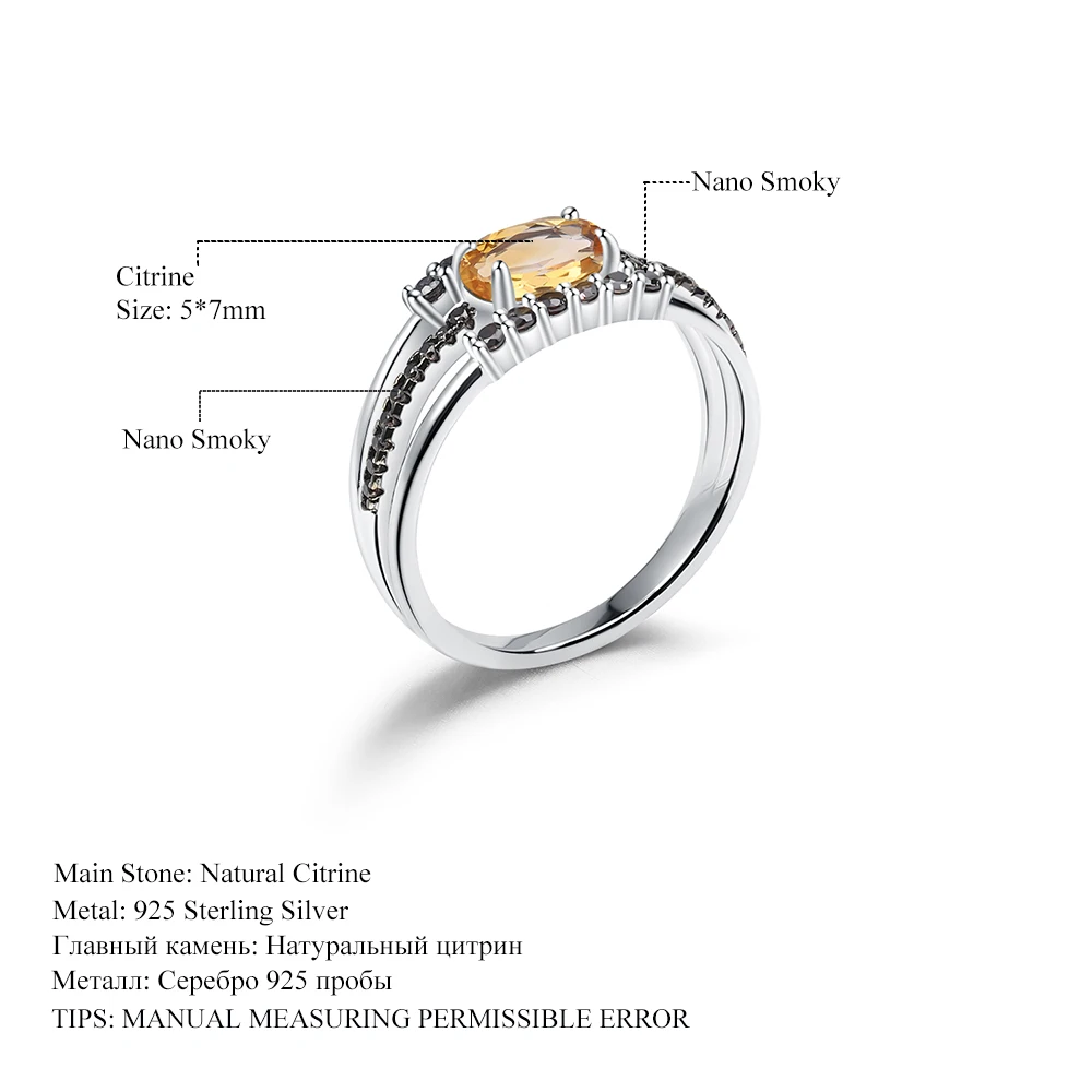 Gem's BALLET 0.81Ct натуральный цитрин драгоценный камень кольца 925 пробы серебро Античный стиль обручальное кольцо для женщин хорошее ювелирное изделие