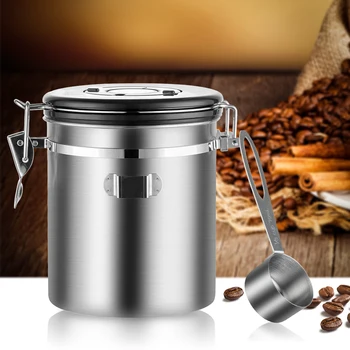 

Airtight Coffee Canister Sealed Jar Dried Fruit Preservation Jar Stainless Steel Container with CO2 Vent Valve 1Pcs