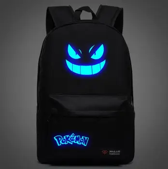 

New Pokemon Gengar fashion casual Men's Backpack Anime Luminous teenagers Men women Student Cartoon School Bag Capacity Mochilas