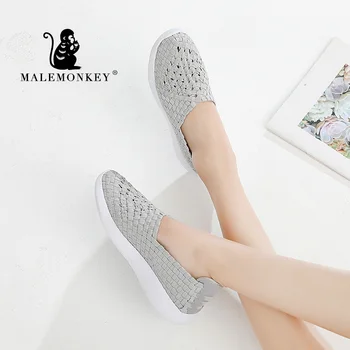 

MALEMONKEY 023012 Ladies White Flat Shoes 2020 Summer Soft Breathable Women Casual Shoes Comfortable Flat Women Shoes 42 Size