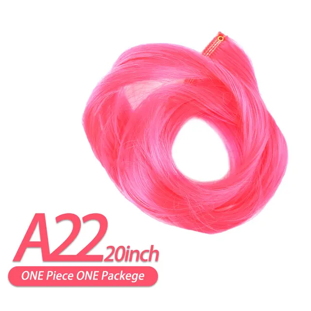 AIYEE Hair Extensions Pure RainBow Hairpiece Clip In Hair Piece Synthetic Long Straight Ombre Pink Red Rainbow Hair Piece A22