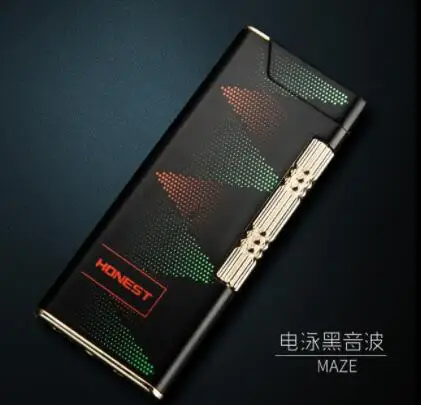 HONEST тонкая металлическая Бутановая газовая надувная наклонная зажигалка с пламенем мужские подарочные аксессуары для курения - Цвет: 9