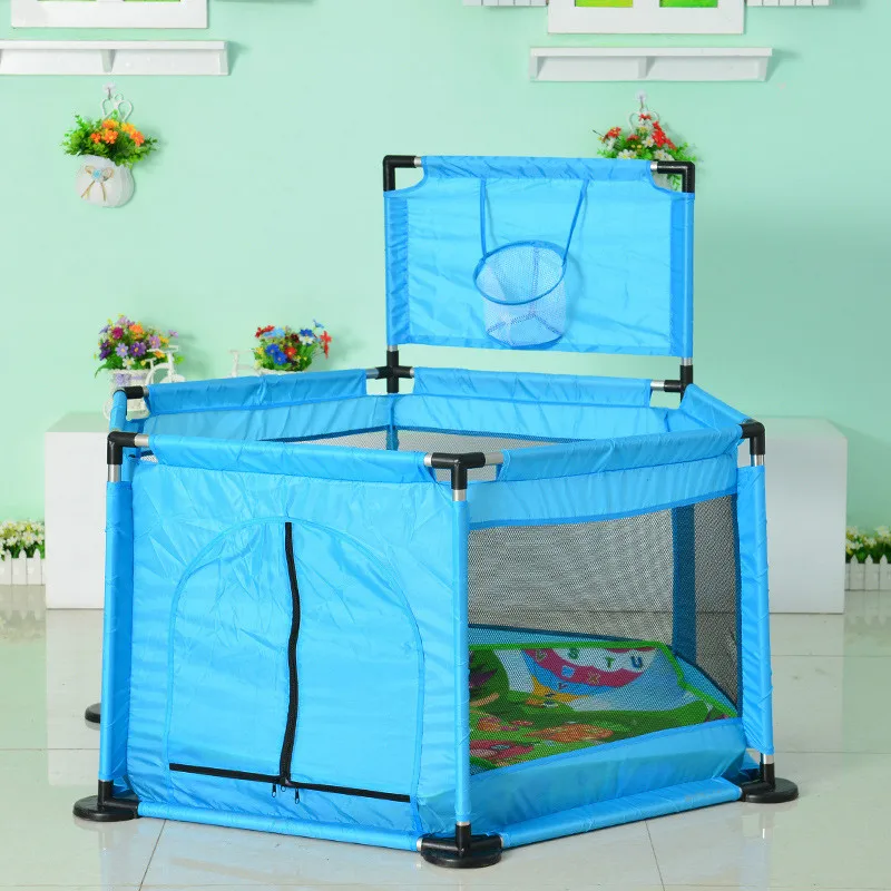 Детский игровой забор интерактивные игрушки на открытом воздухе увеличивают шестисторонний забор морской шар бассейн детский манеж - Цвет: Blue