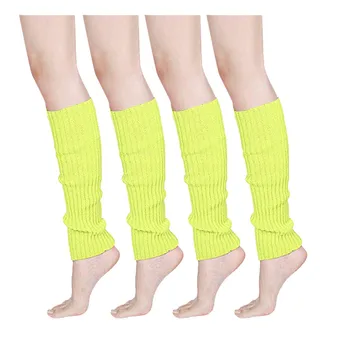 

Women & Men Boot Stockings For Winter Warm Fluorescence Color Stripe Boot Cuffs Warmer Knit Leg Party Stockings Guetre Femme