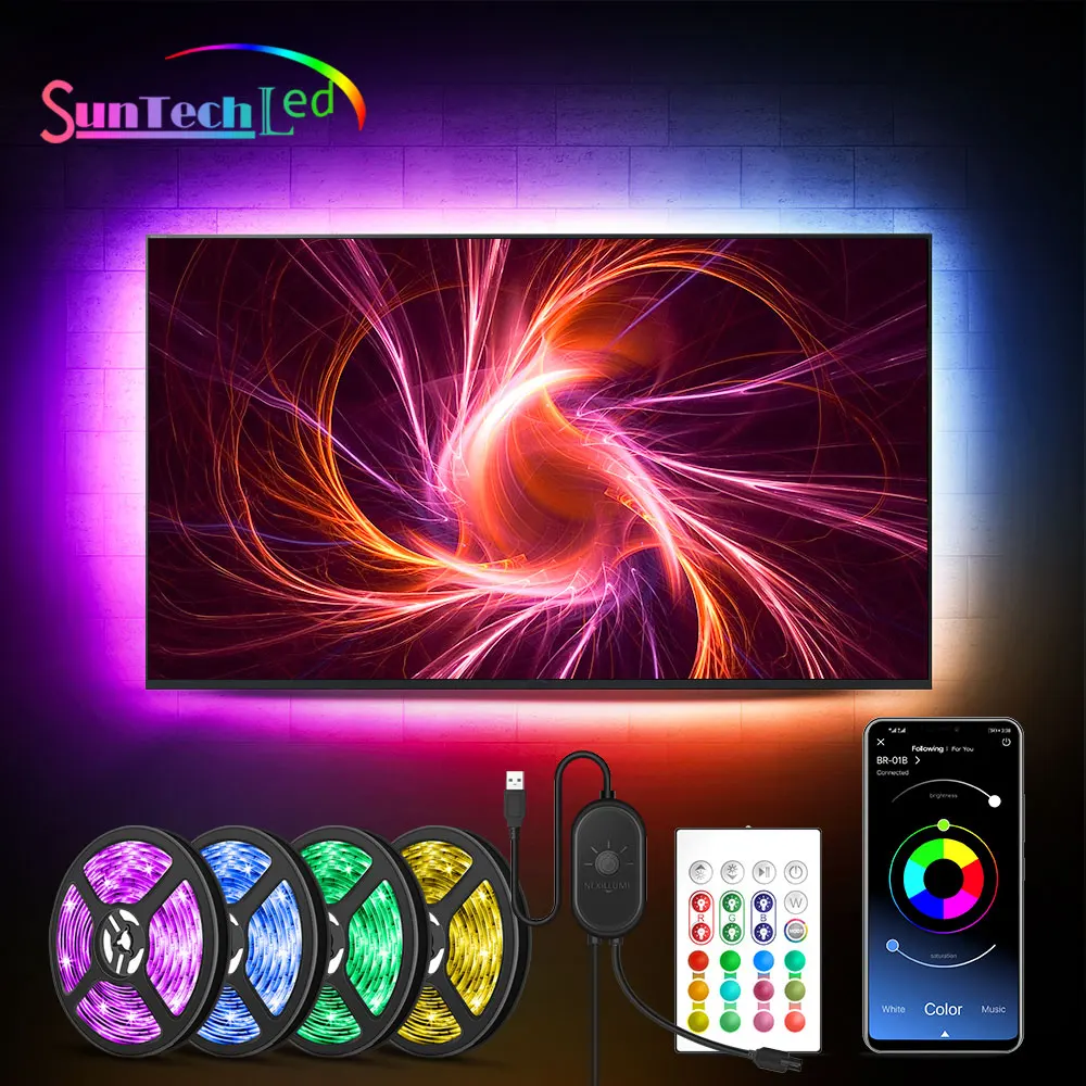 Подсветка для телевизора Suntech 10 м 15 RGB подсветсветодиодный с дистанционным