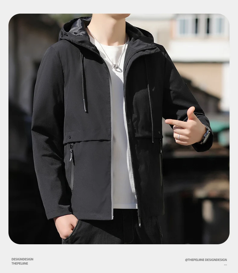 Pure Color Men Jacket Autumn and Winter 2021 New Casual Thickening Spring and Autumn Tooling Jacket Spring Trend Jacket for Men mountain hardwear jacket