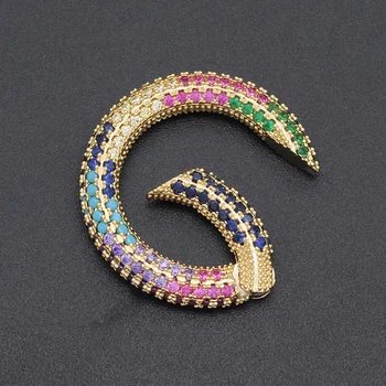

2pcs/lot 16x16mm Round Rainbow CZ Snap Hook Lock Clasp For DIY Necklace Making Wholesale Jewelry Spring Fastener Connector