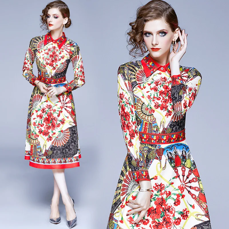 

Photo Shoot Large Austrian WOMEN'S Dress New Style Floral Printed Dress