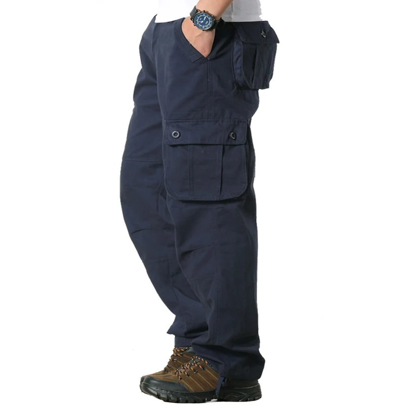 Cargo Pants Men's Spring Casual Multi-Pockets Tactical Plus Size 44