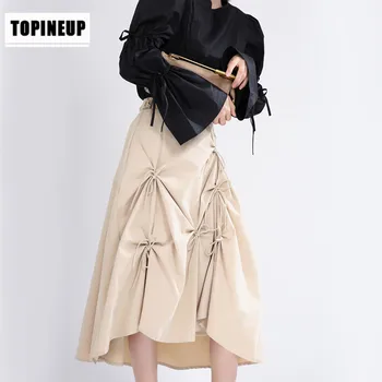 

2020 New Design Popular Leather High Waist Slim Dress Solid Color Mid-length Pleated Skirt For Ladies Summer Spring Skirts