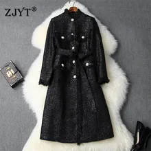 Модные брендовые дизайнерские зимние длинные твидовые шерстяные куртки и пальто, женские винтажные шерстяные пальто с длинным рукавом, верхняя одежда, пальто