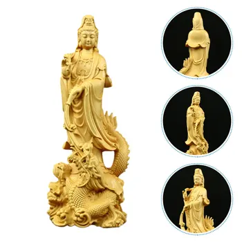 

Kwan-yin Statue Chinese Carving Crafts Temple Ornament Wooden Decoration