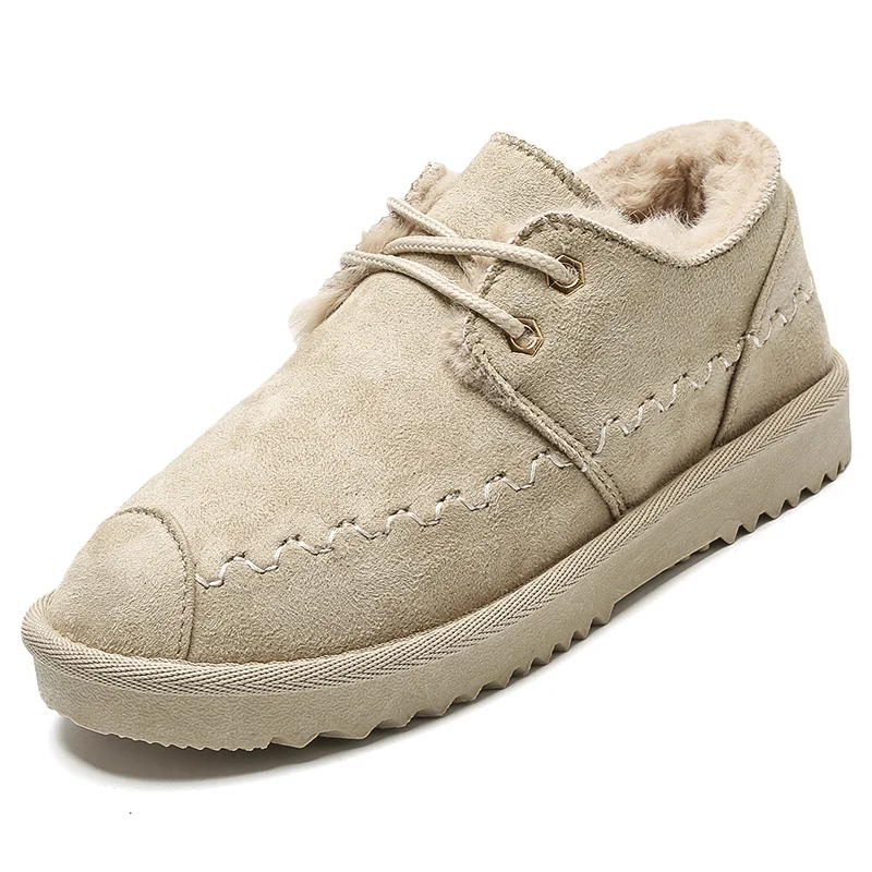 Women Winter Flat Warm Ankle Boots Women's Suede Sewing Snow Boots Ladies Platform Short Furry Plush Female Mother Shoes