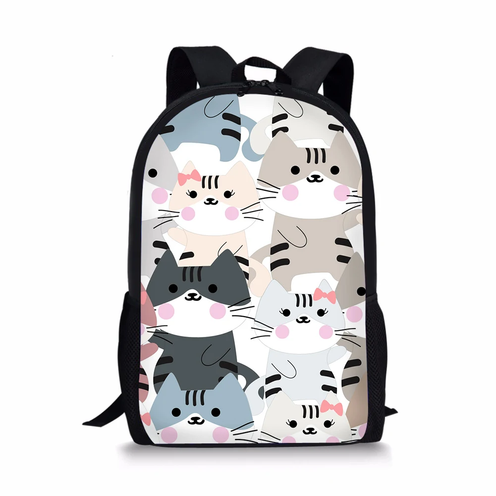 

Cute Cartoon Cat Primary School Backpack for Teenager Girls Student BookBag Boys 16 inch Satchel Daypack Mochila 2019