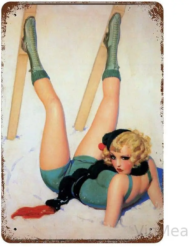 Sexy Pin Up Girl A1 Retro Metal Tin Sign Targa Poster Wall Decor Art Shabby Chic Gift Adatto 12X8 Pollici