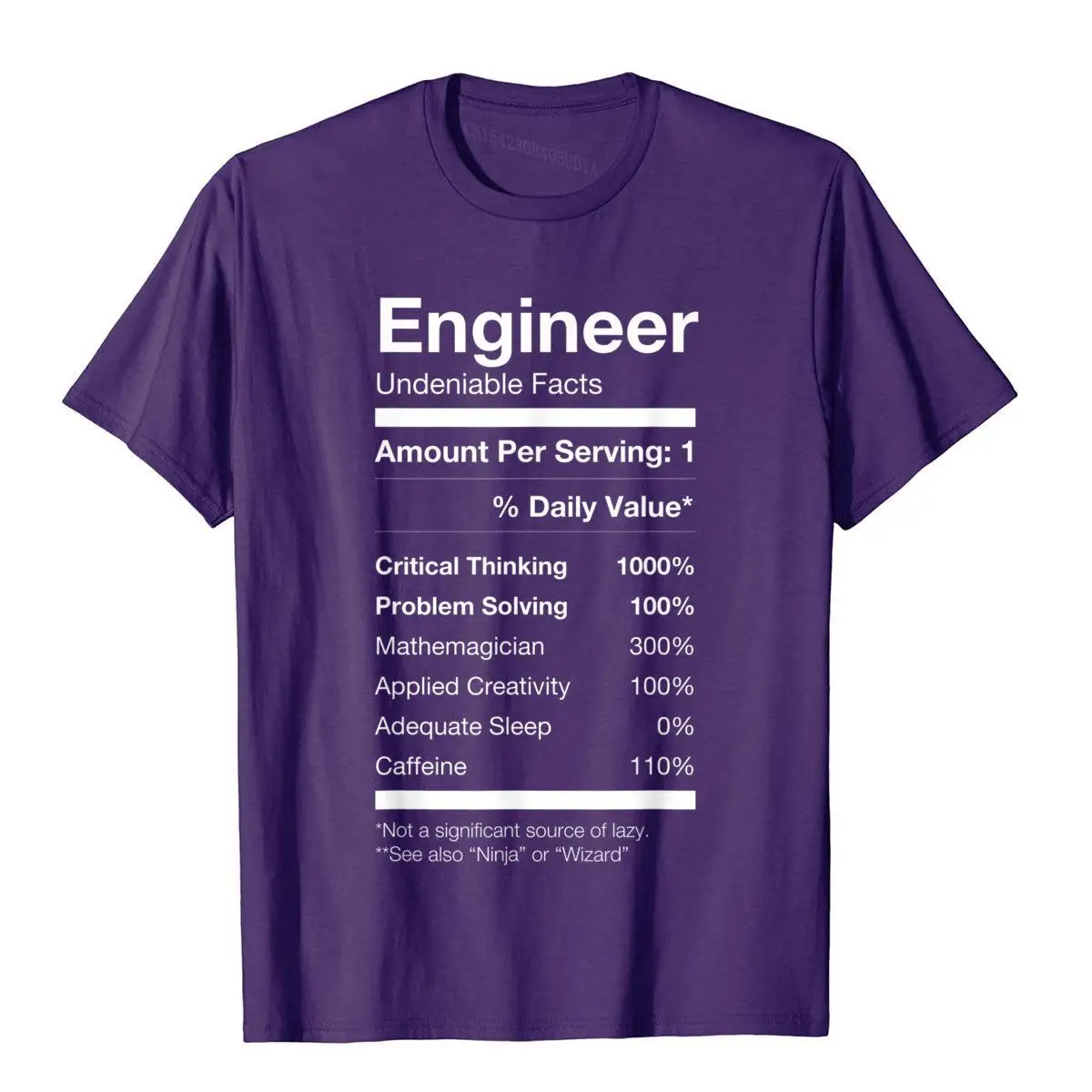 Engineer Nutritional Facts Label Shirt Funny Cute Gag Gift__A10474purple