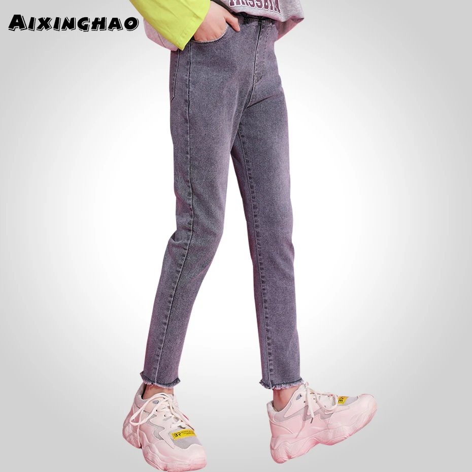 

Girls Jeans Solid Stretch Jeans For Girls Slim Pencil Pants Kids Jeans Girl Spring Casual Girls Clothes For 6 8 10 12 14 Year