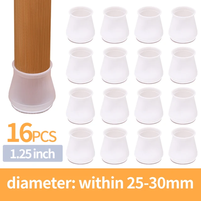 16PCS Silicone Chair Leg Cover Felt Bottom Round Square Furniture Feet Caps Floor Protector Pads for Chair Leg Black Brown White DIA 25-30mm 16PCS