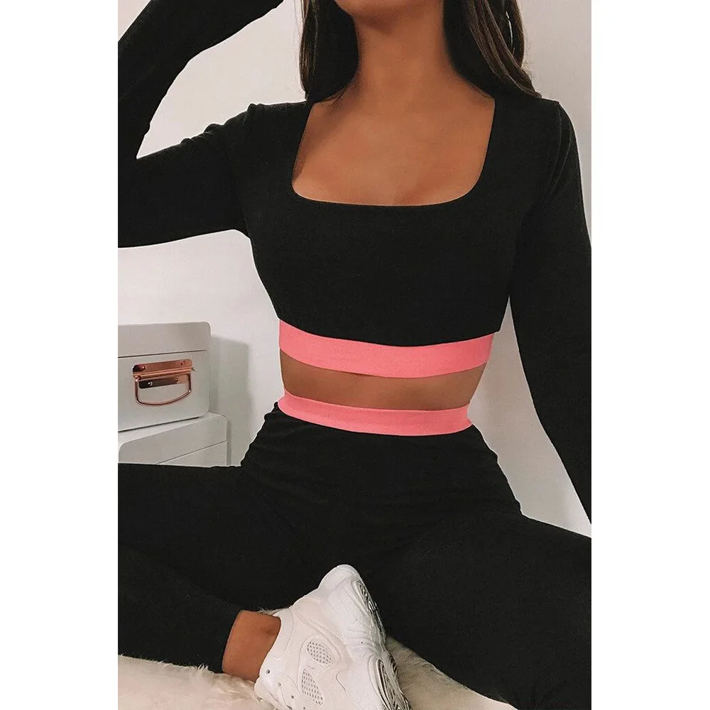 

Winter Seamless 2 Piece Set Women Sport Suit Gym Workout Clothes Long Sleeve Fitness Crop Top Long Sleeve Leggings Yoga Set Wear