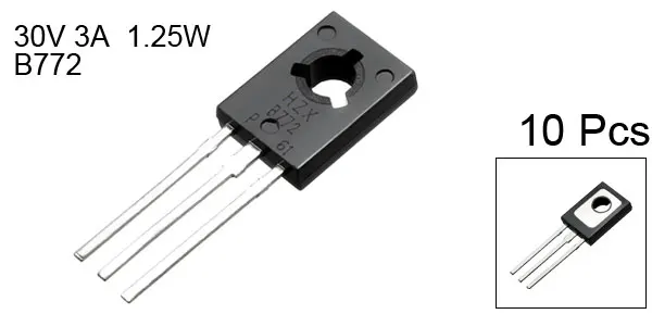B772 3A 10pcs Uxcell TO-126 NPN 3 контакта PCB через отверстие биполярный транзистор для общего назначения и электронных устройств - Цвет: B772 3A 10pcs