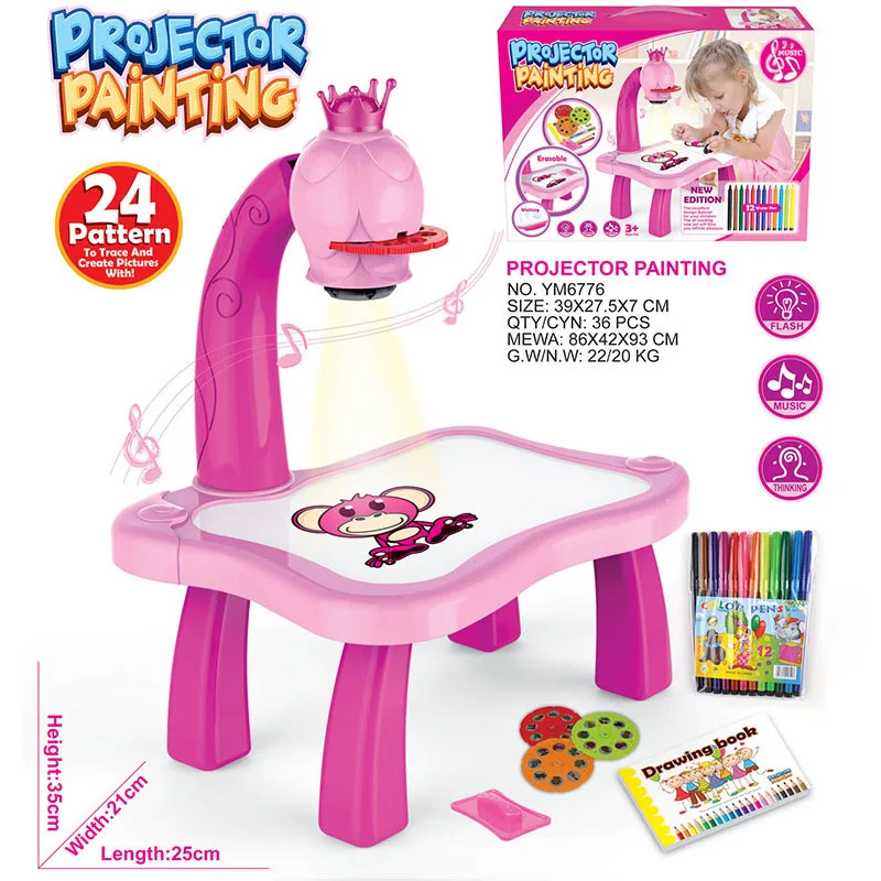 

Smart Projection Painting Machine Cartoon Fun with Music Learning Machine Drawing Board Multi-functional Light Painting Machine