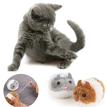 

Funny Furry Cat Toy Plush Shake Movement Mouse Cat Toy Cute Cat Catching Mice Interactive Bite Toy Cat Supplies Random Colors
