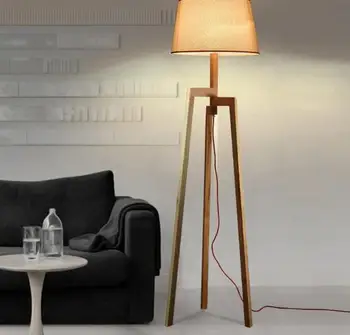 

American Country Solid Wood Floor Lamp Bedroom Bedside Lights Nordic Tripod Simple Modern Living Room Floor Lamp Luminaria De