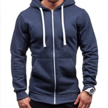 Zipper Hoodie Sweatshirts Man Solid-Color for Male New