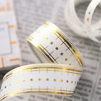 

1PC Decor geometry space-time maze measurement Gold Foil Washi Tape Set DIY Scrapbooking Stickers Masking Tape Kawaii Papeleria