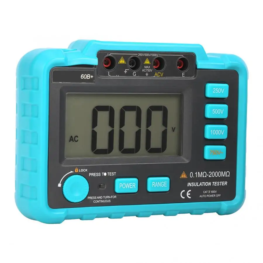 

VC60B+ Digital Multimeter Insulation Resistance Tester Meter Electrician Test Instrument Backlight Display
