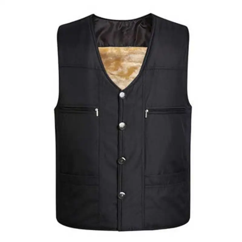 2023 Men's Black Fleece Vest Winter Sleeveless Outerwear Warm Fleece
